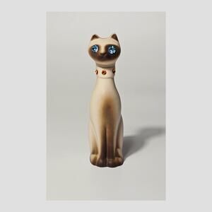 Vintage Siamese Cat |Rhinestone Eyes and Collar | Mid-Century